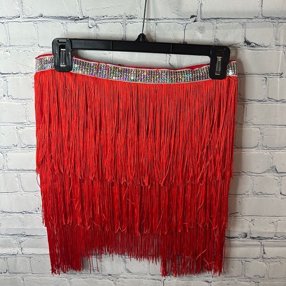 🎃 Halloween Costume - Red Fringe Skirt - Size Small